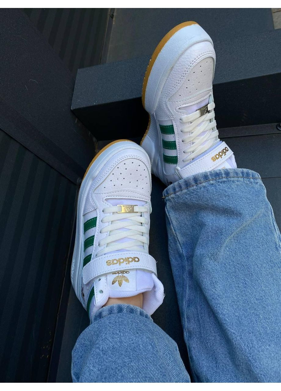 КРОССОВКИ ЖЕНСКИЕ ADIDAS FORUM WHITE GREEN HIGH V2 АДИДАС ФОРУМ No Brand серые демисезоны (368867330)