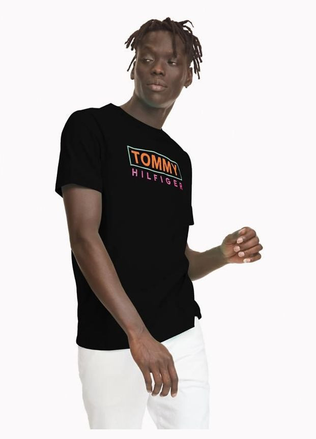 Черная черная футболка - мужская футболка th1338m Tommy Hilfiger