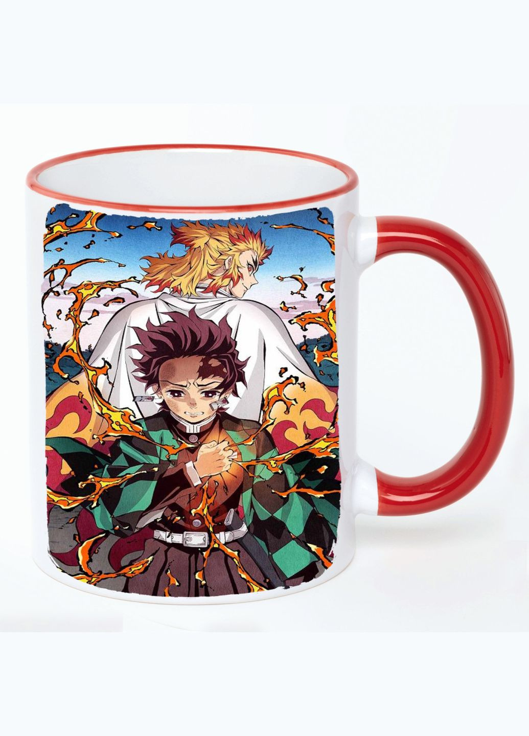 Чашка Клинок, уничтожающий демонов Аниме #013 (кружка, кружка) Белая с Красной ручкой 330 мл No Brand (322714635)