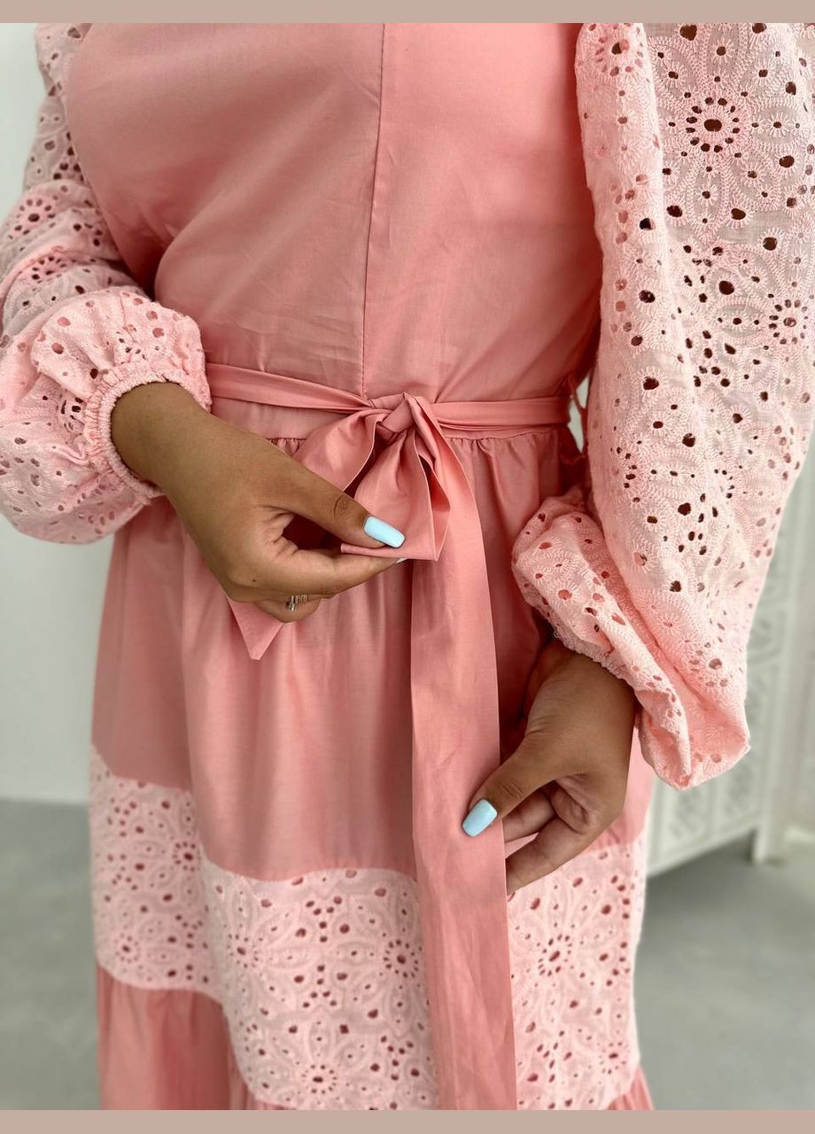 Пудровое повседневный платье женское Гермес однотонное