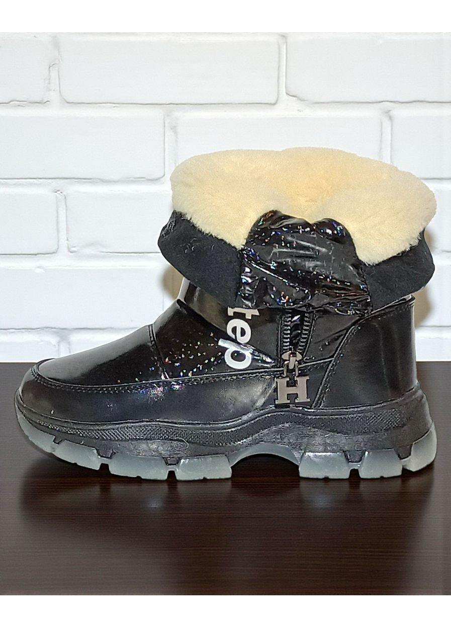 Черные зимние дутики на овчине, зимние ботинки для девочки подростка вистеп Weestep на молнии