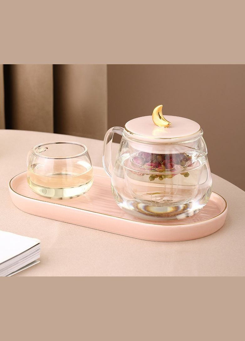 Чайний набір Місяць 12060 4 предмети рожевий No Brand (364499073)
