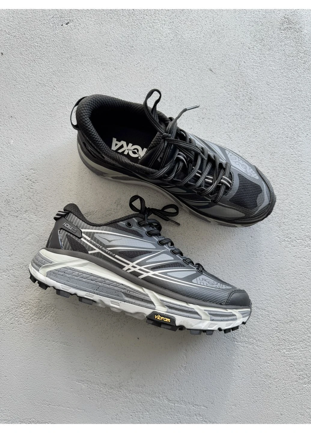 Чорні літні кросівки hoka one one u mafate speed 2 black/gray хока No Brand