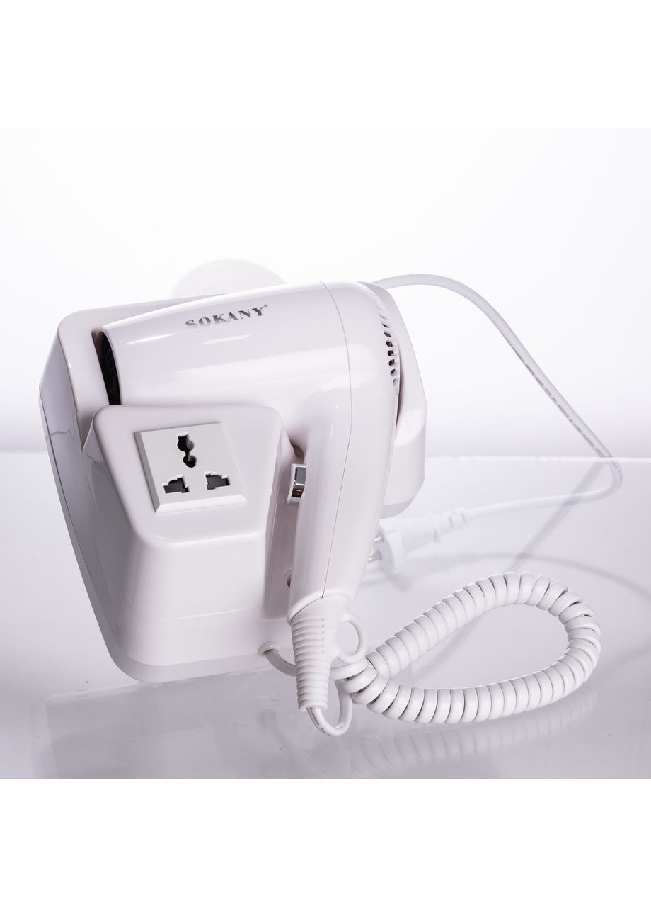 Фен настенный для сушки волос бытовой фен для укладки компактный мощный 1200 Вт Белый SK-CF-2217 Sokany (369388053)