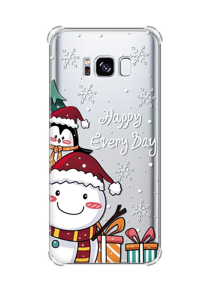 Чохол з потовщеними кутами на Samsung Galaxy S8:: Сніговик і пінгвін (новорічний принт 156) Creative (362968855)