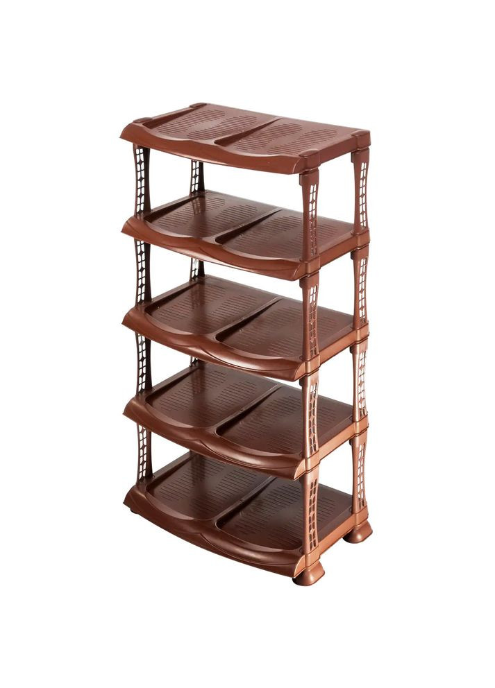 Полка для обуви "Люкс" 5 ярусов коричневая R-Plastic (345122270)