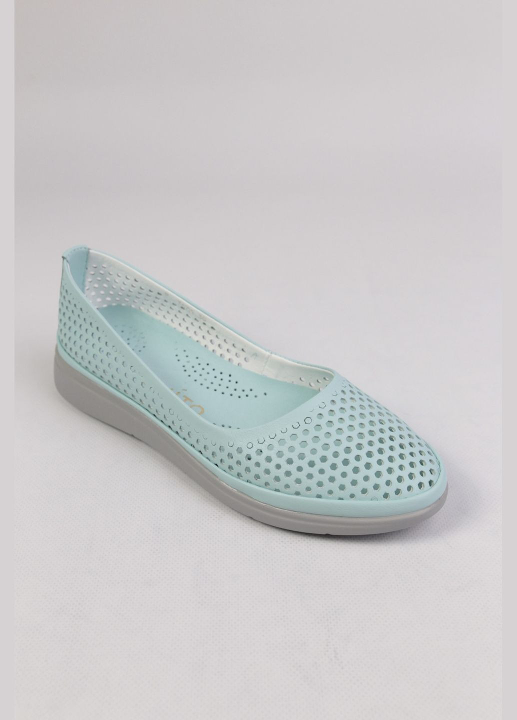 Женские балетки Benito | голубые однотонные натуральная кожа (323136737)