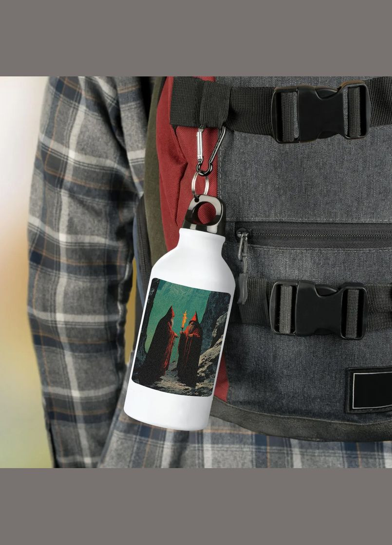 Фляга (пляшка) для води з карабіном 500 мл Металева (Туристична, Для кемпінгу, Для спорту) #181 500 мл Білий No Brand (323639271)