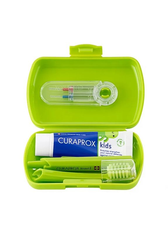 Детский дорожный набор зеленый Kids Travel Set Curaprox (356603782)