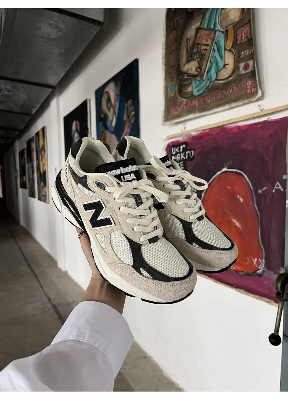 КРОССОВКИ ЖЕНСКИЕ NEW BALANCE 990 BEIGE BLACK НЬЮ БЕЛАНС 990 ЧЕРНЫЕ No Brand чёрные демисезоны (390652421)