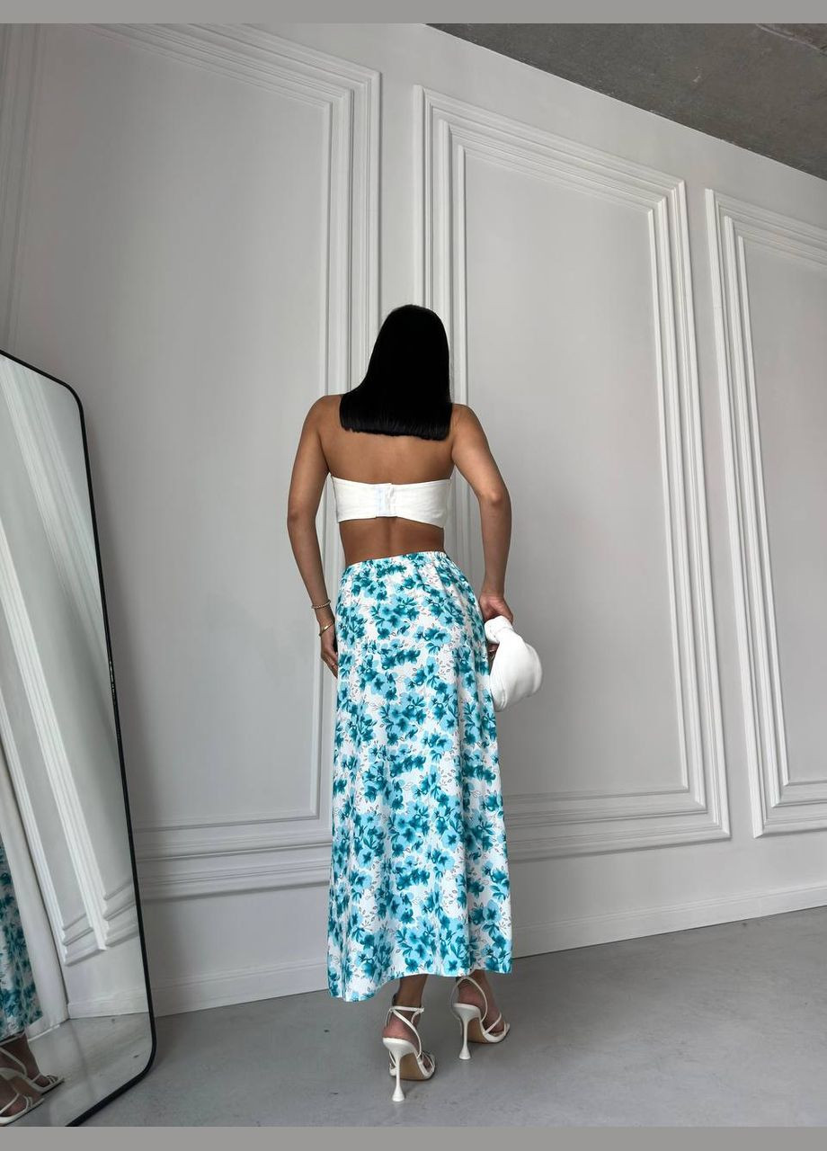 Мятная повседневная цветочной расцветки юбка Garna клешированная