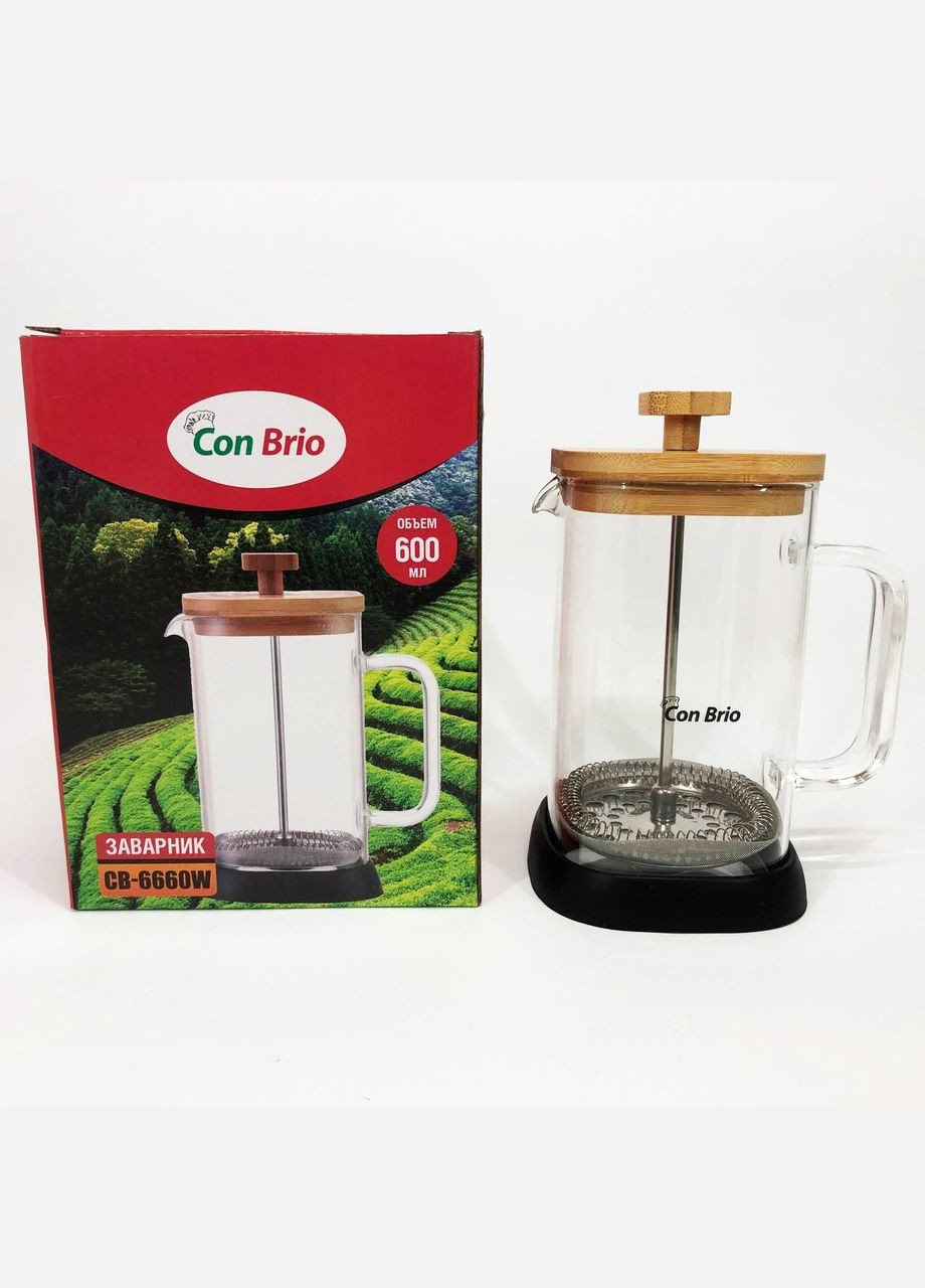 Френч-прес для кави з поршнем 600мл CB-6660W, Чайник заварник, BE-677 Френч-прес красивий Con Brio (349512115)