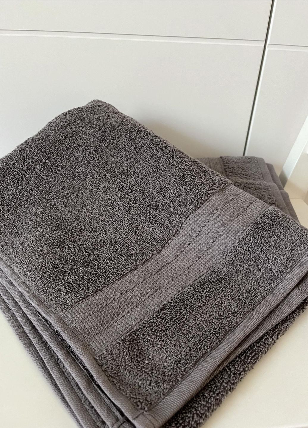 Банний рушник махровий 70×140 см Vishnya сірий