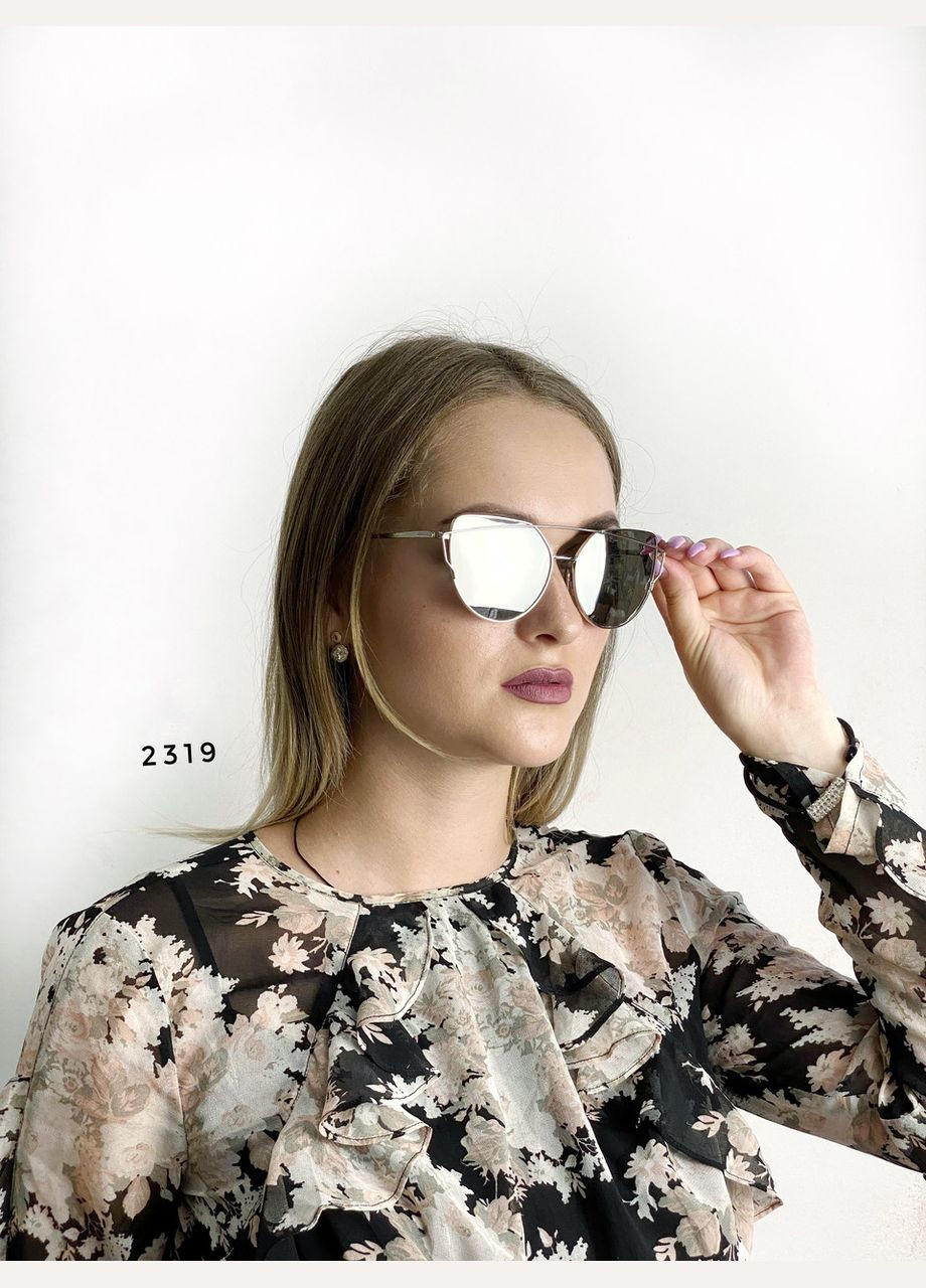 Сонцезахисні окуляри, колір сірий у срібній оправі No Brand (302370706)