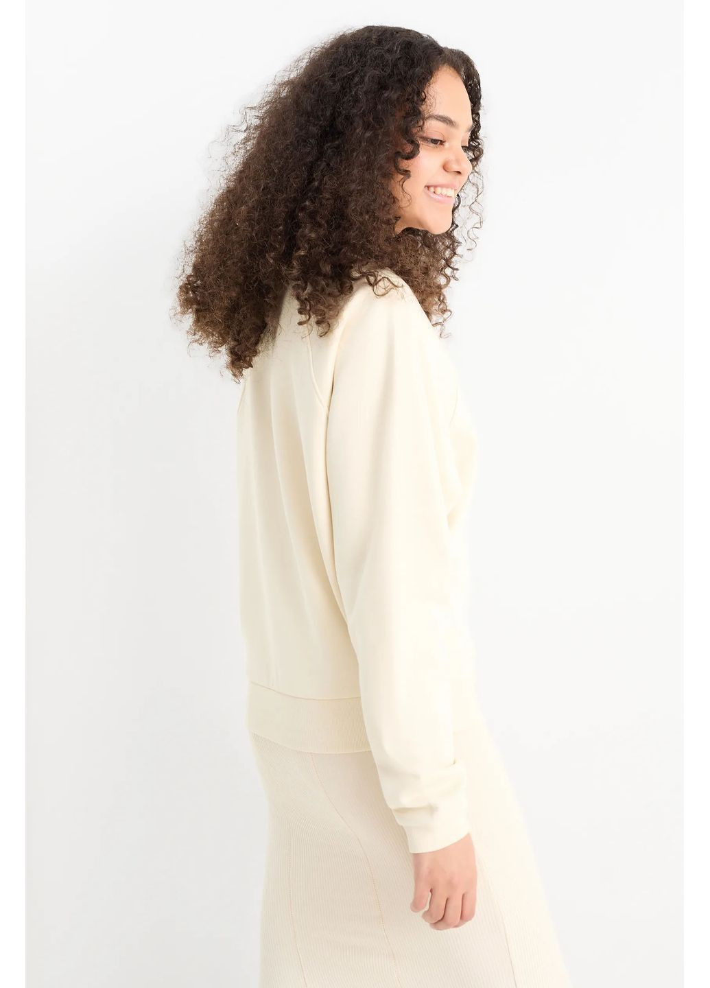 Бежевый свитшот из хлопка C&A однотонный (365716098)