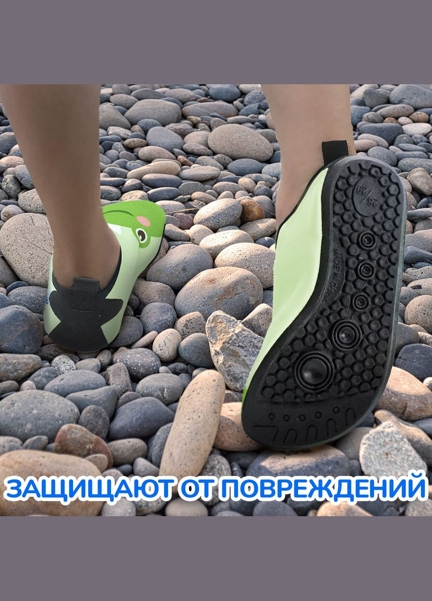Аквашузи дитячі для дівчаток (Розмір 34-35) тапочки для моря, Стопа 19,1-21,1 см. Взуття Коралки Зелені VelaSport (275335054)