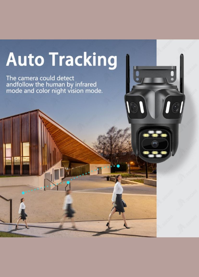 Камера відеоспостереження вулична P15-SP8 Camera поворотна Wi-Fi ICSee 12MP чорний (2390000026) No Brand (341679358)