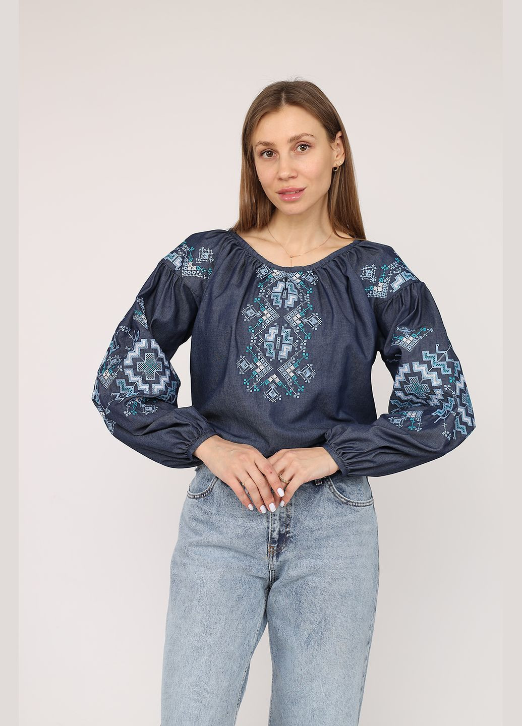 вишиванка жіноча колір індіго цб-00274103 (325472843)