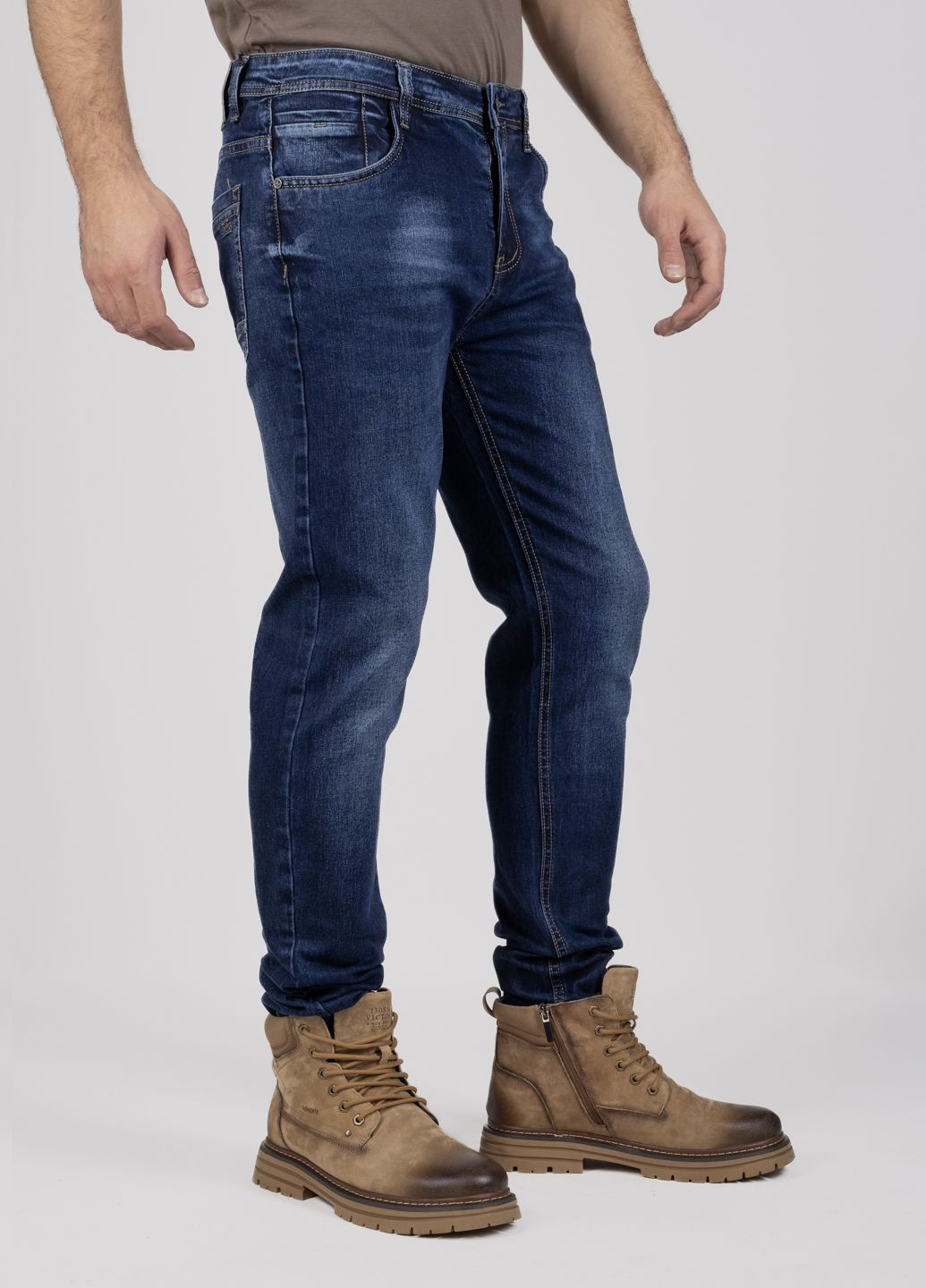 Синие демисезонные мом фит джинсы мужские 344771 Power