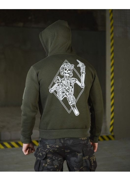 Тактичне чоловіче худі на флісі Череп олива No Brand (366737693)