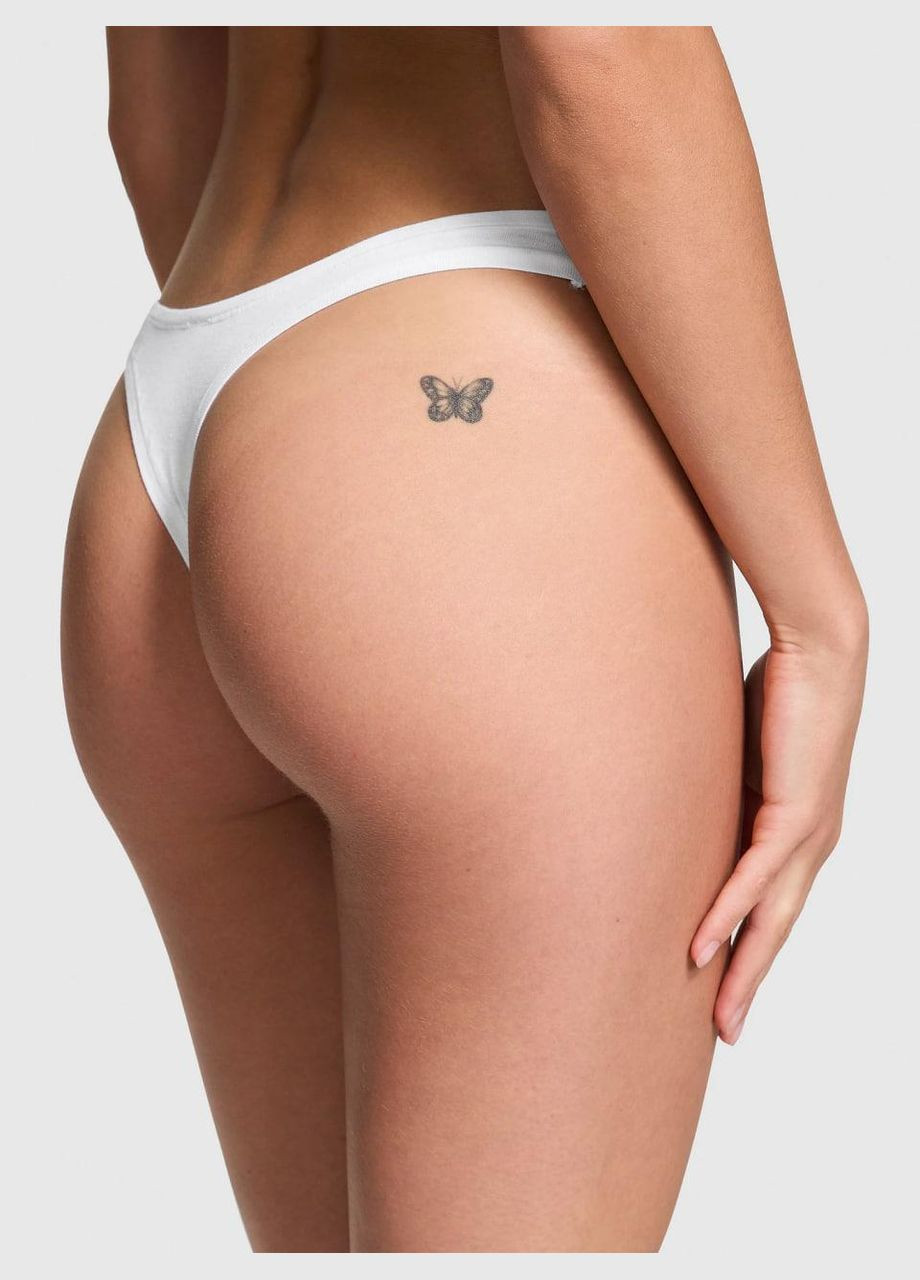 Трусики-стринги женские PINK Thong Panty белые Victoria's Secret (314768482)