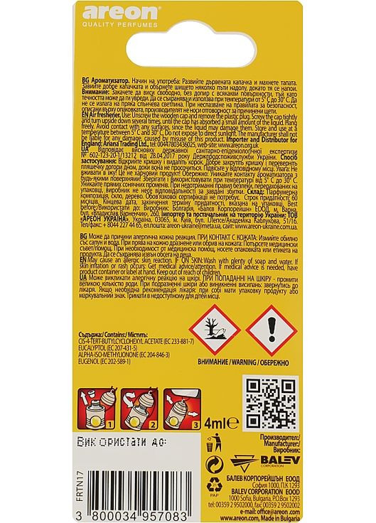 Ароматизатор для авто "Черный кристалл" Fresco Black Crystal 4ml (904979-13004358) Areon (368665849)