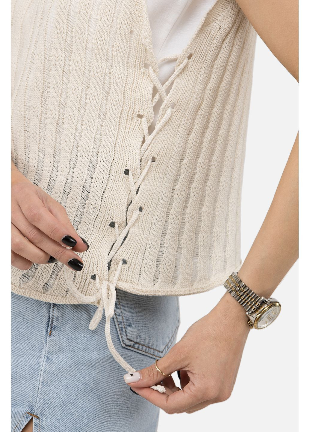 Женский жилет цвет бежевый CB-00250952 Reyon (366726160)