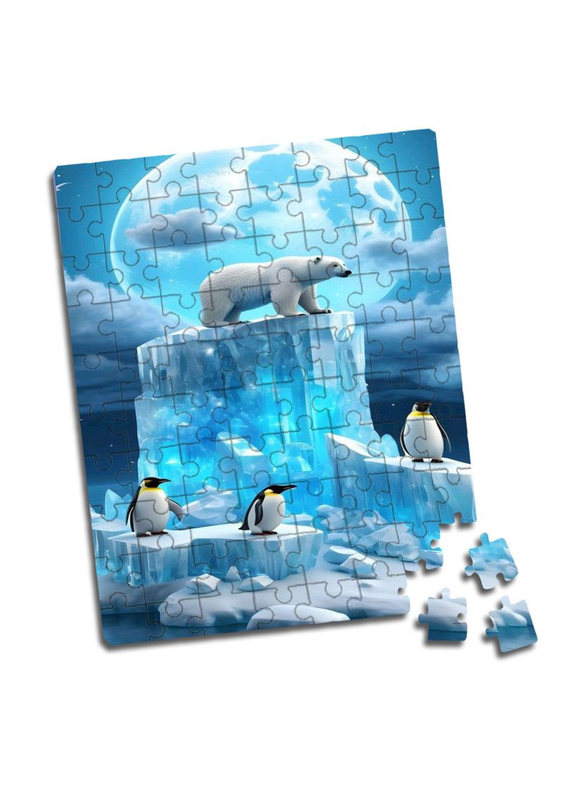 Пазл для дітей білий ведмідь та пінгвіни A4 80 елементів No Brand (309156394)