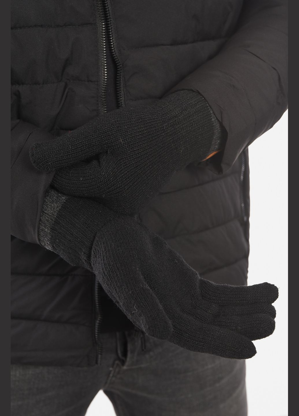 Перчатки мужские акриловые утепленные черного цвета Let's Shop (307470571)