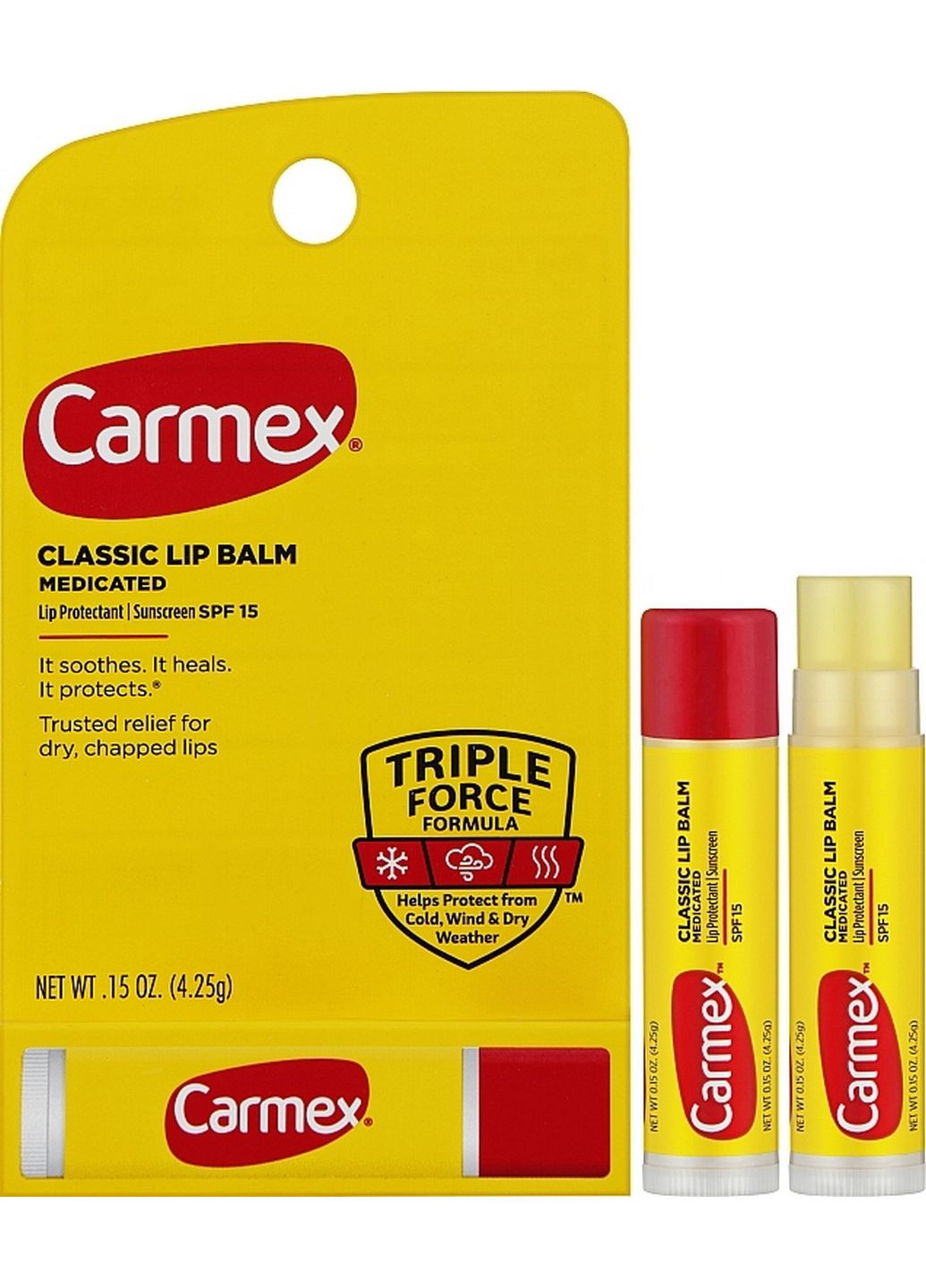 Бальзам-стик лечебный для губ Classic Lip Balm SPF 15 Stick 4.25g Carmex (366030236)