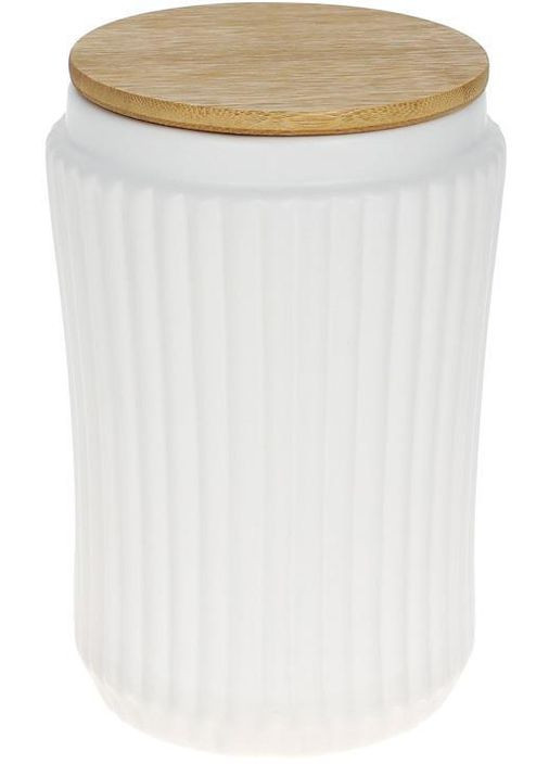 Банка Ceram-Bamboo для сыпучих продуктов 880мл, белая матовая керамика с бамбуковой крышкой Bona (330139172)