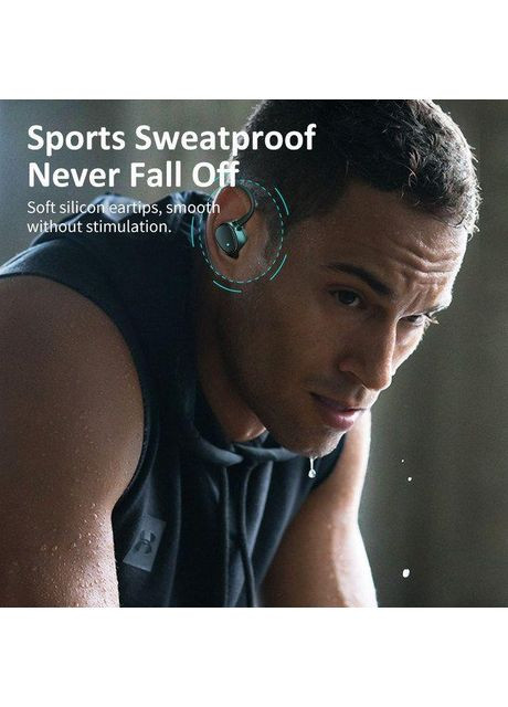 Бездротові спортивні водонепроникні стереонавушники CR-i21 з кріпленням за вухо й індикатором заряду TWS (367401954)