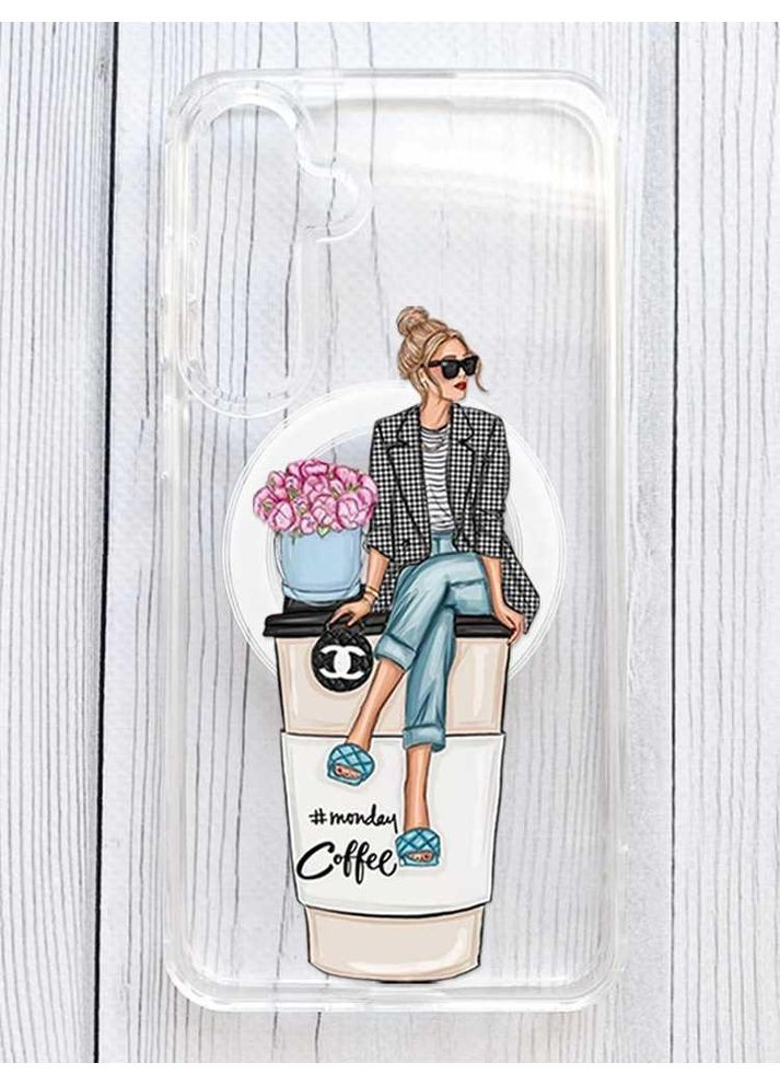 Магнитный чехол на Samsung Galaxy S24 Plus с поддержкой MagSafe Девушка на кофе (принт 228) Silicone Case (356129210)