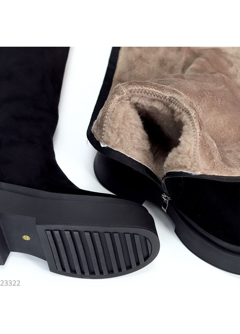 Черные осенние женские ботфорты No Brand