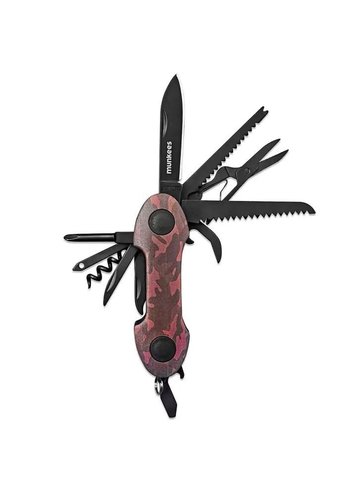 Брелокмультиинструмент 2579 Pocket Knife Camo Серый-Розовый Munkees (282737942)