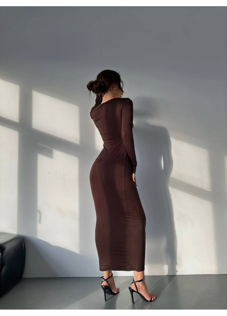 Коричневое платье женское меди в стиле скимс No Brand