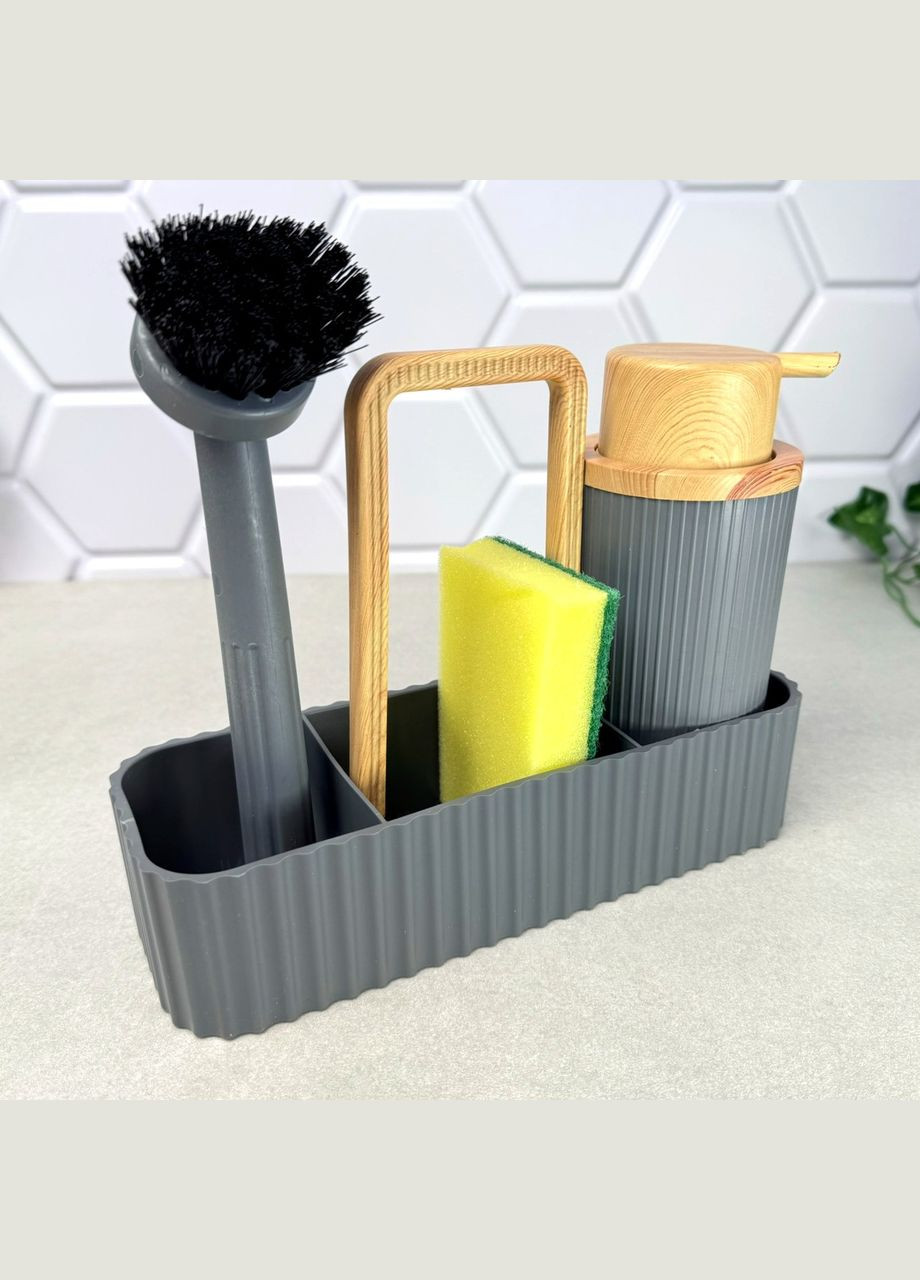 Набір аксесуарів для кухонної мийки 4 предмера Сірий BT-4504 Eurogold (303428857)