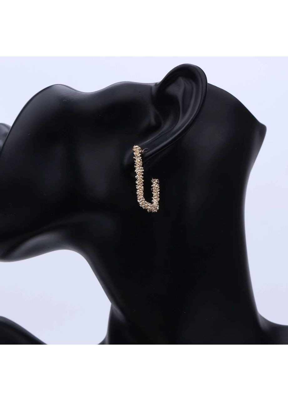 Серьги золотистые серьги геометрия прямоугольные No Brand (338436066)