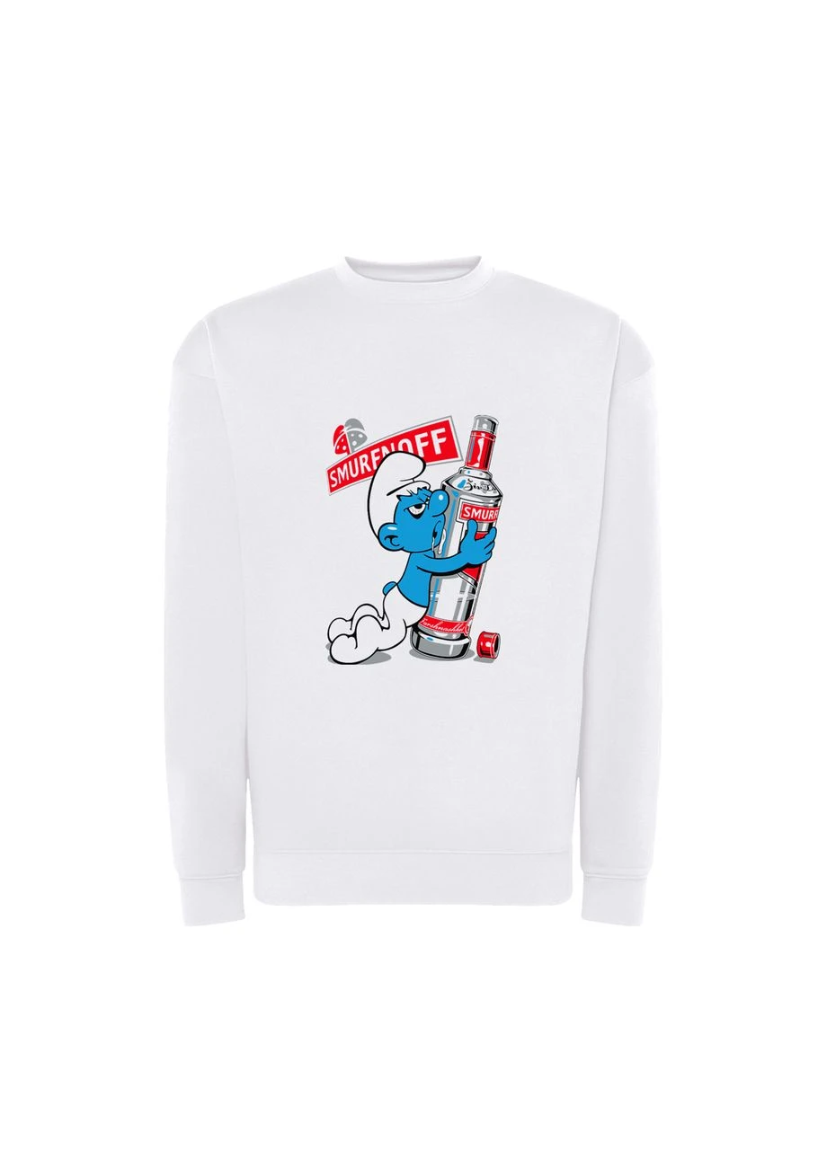 Белый свитшот с принтом "smurfnoff". с юмором про smirnoff (10544940562) ТiШОТКА (365436778)