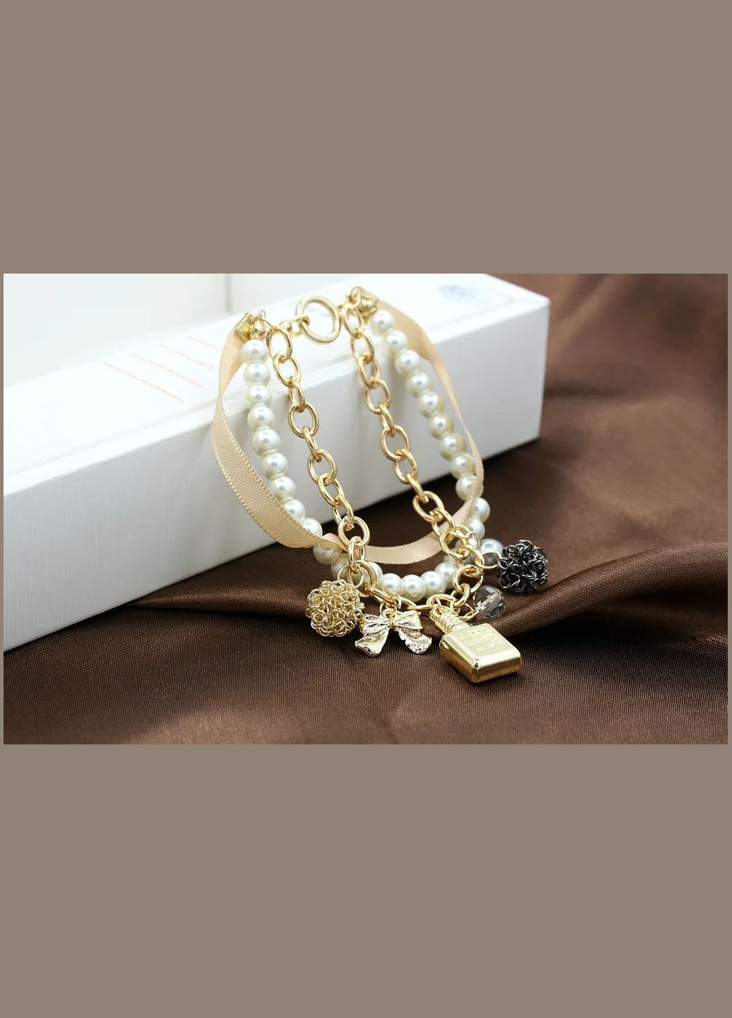 Багатошаровий браслет з перлами перлини стрічка бант флакони для парфумів No Brand (340275708)