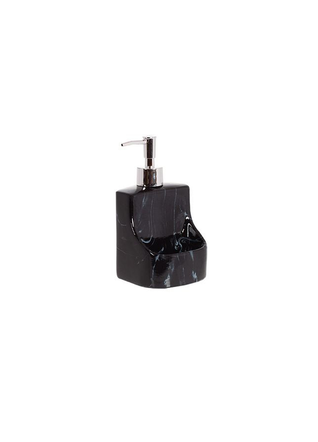 Дозатор для жидкого мыла с местом для губки, черный мрамор, 400мл BonaDi (291018400)