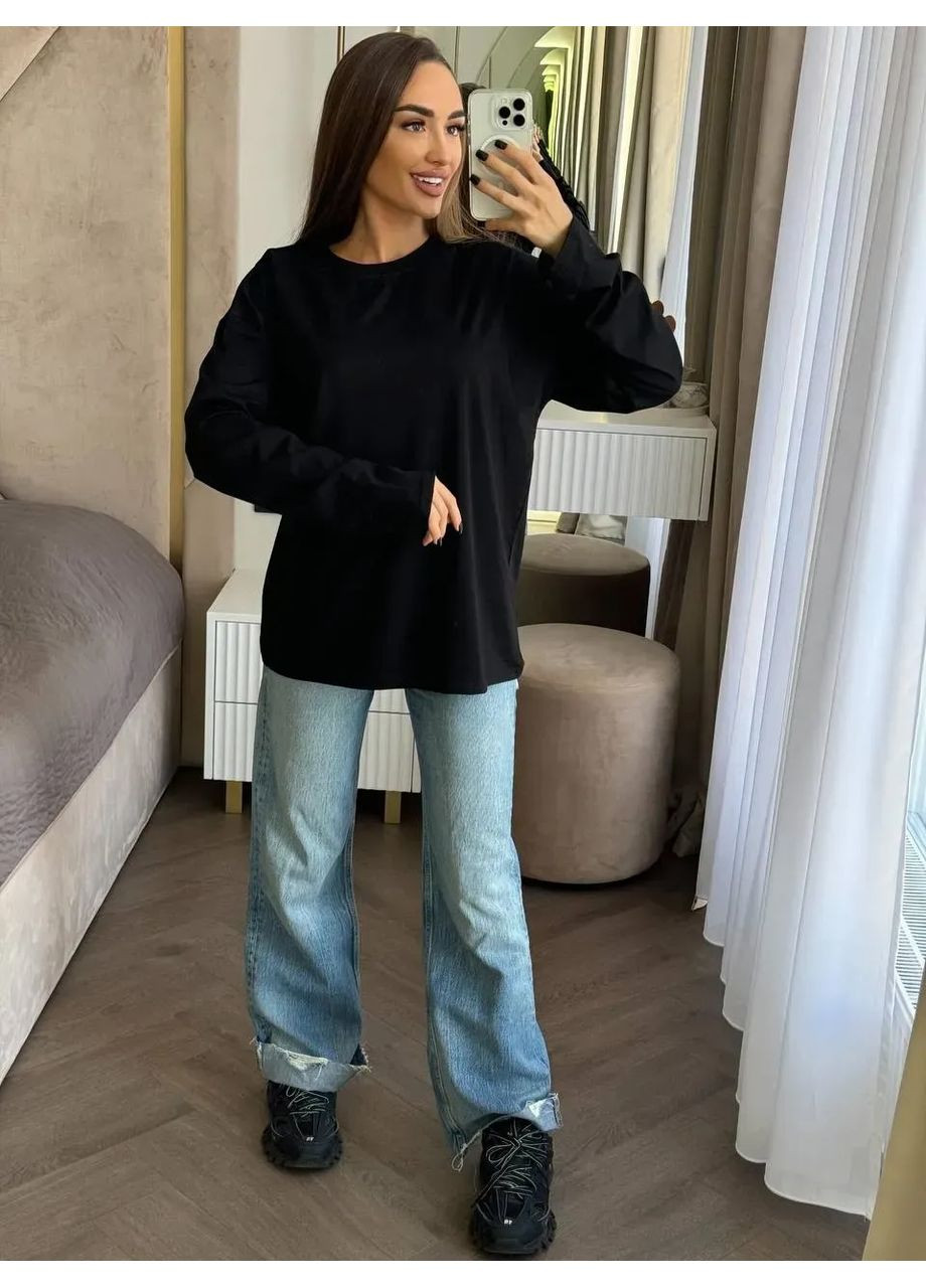 Лонгслів жіночий оверсайз, спущений рукав, колір чорний HiBrand (371014197)