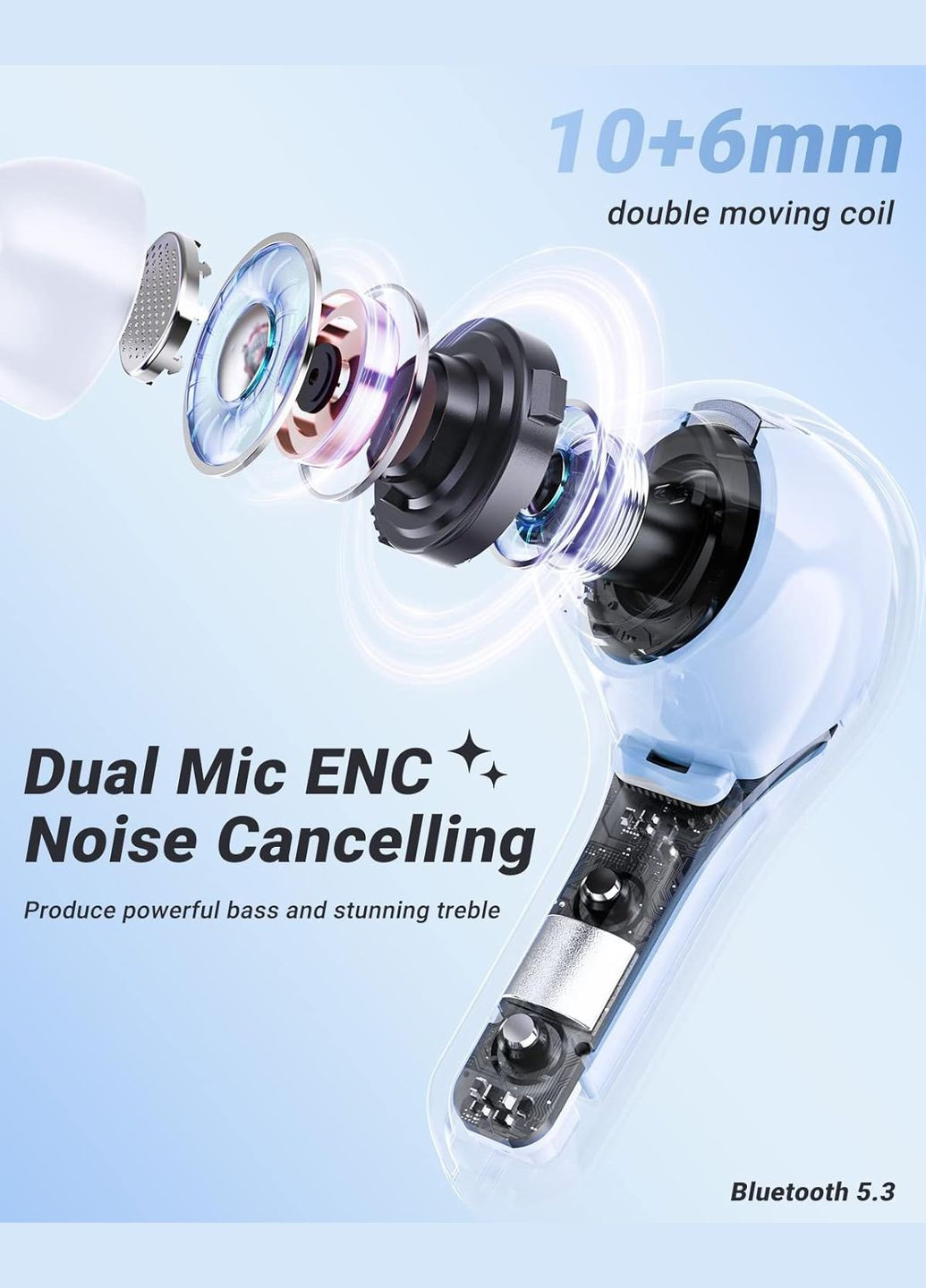 Наушники TWS T8 ice blue Acefast (322336347)