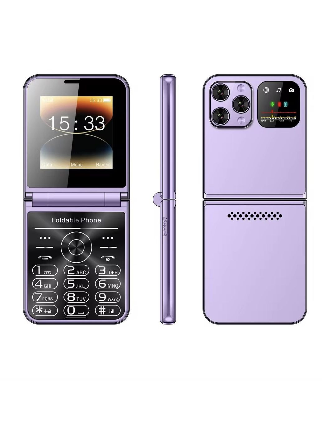 Кнопочный мобильный телефон раскладушка AIEK I16 Max на 4 сим карты Phiolet Home (330144163)