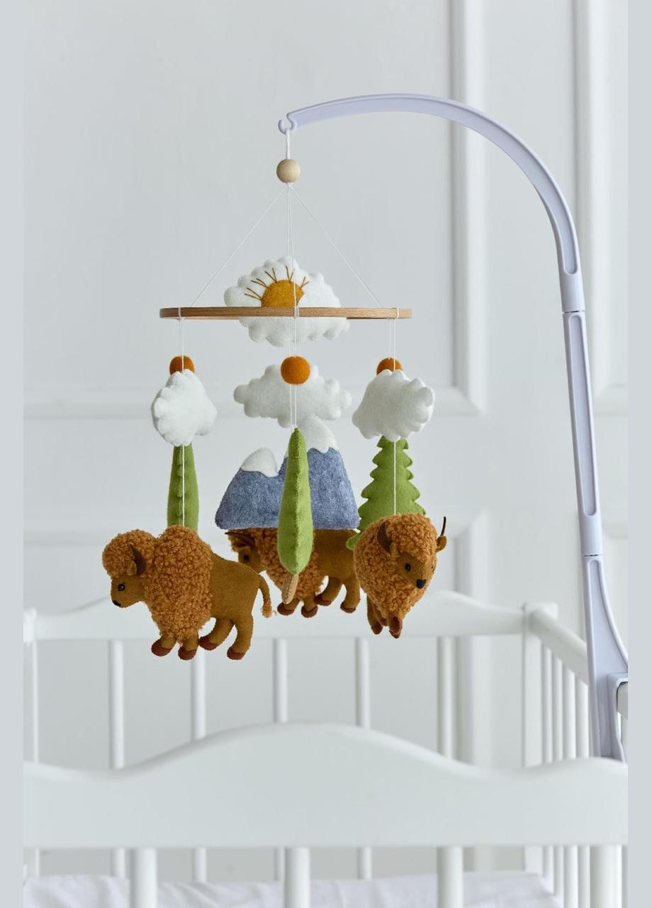Дитячий музичний мобіль на ліжечко для немовлят WoollyFox "Бізони" на 35 мелодій No Brand (342757814)
