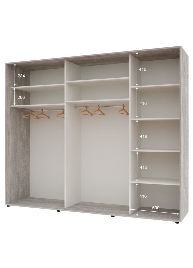 Шафа-купе тридверна 270*60*220 см Бетон 3 двері ДСП Стандарт Комфорт Меблі (360474414)