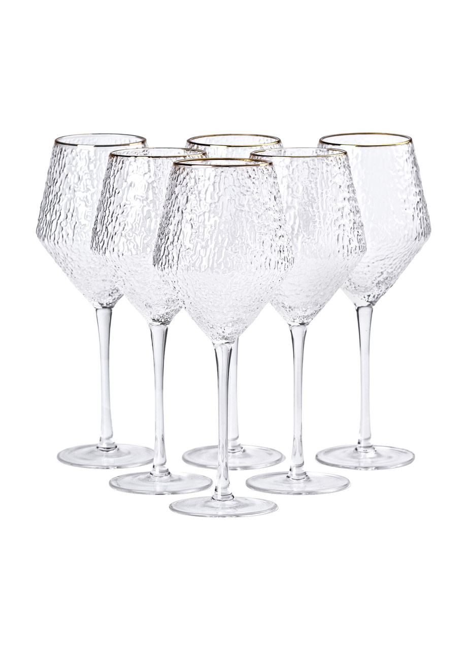 Набір келихів для вина Stunning фактурних 6 штук по 600 мл, золото Yiwu (322198950)