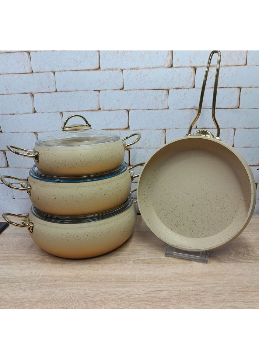 Набор посуды 3023-IND-Сrem 7 предметов кремовый OMS (349222608)