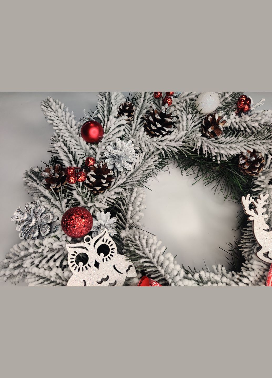 Рождественский новогодний венок 40см. с Натуральным декором Праздничный для интерьера, дверей, стола в Фирменной Vela (273469389)