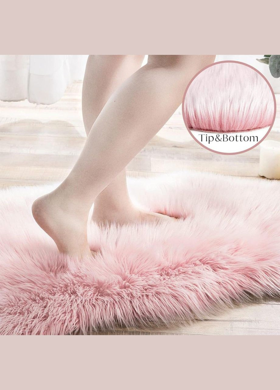 Хутряний килим з довгим ворсом 60х90 Рожевий (П4К-am-kovr-mishka-004) No Brand (323160734)